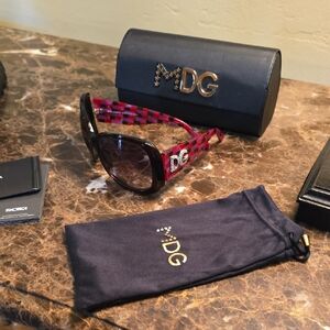 Dolce & Gabbana Red and Purple Checkered Sunglasses